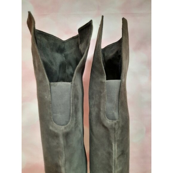 Halogen Scarlett Grey Suede Over Knee Boots Womens Size 8.5 Block Heel - Picture 7 of 12
